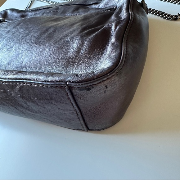 AllSaints Metallic Brown Leather Chain Crossbody Bag - Picture 5 of 14